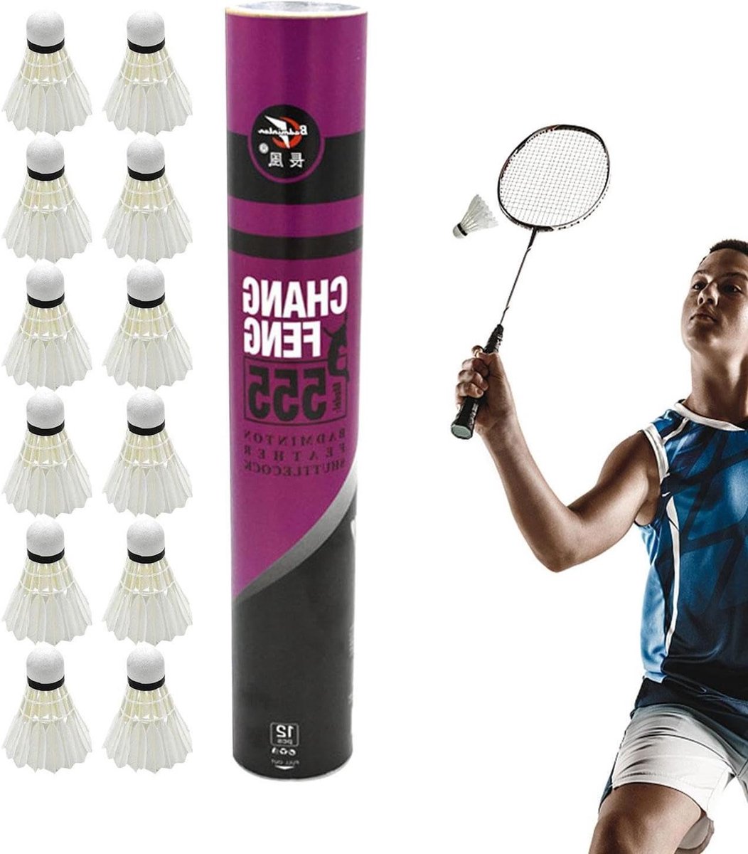 Badminton Shuttles - Vliegende ballen - Buiten sporten - Natuurlijke eendenveren - 12 stuks - Wit