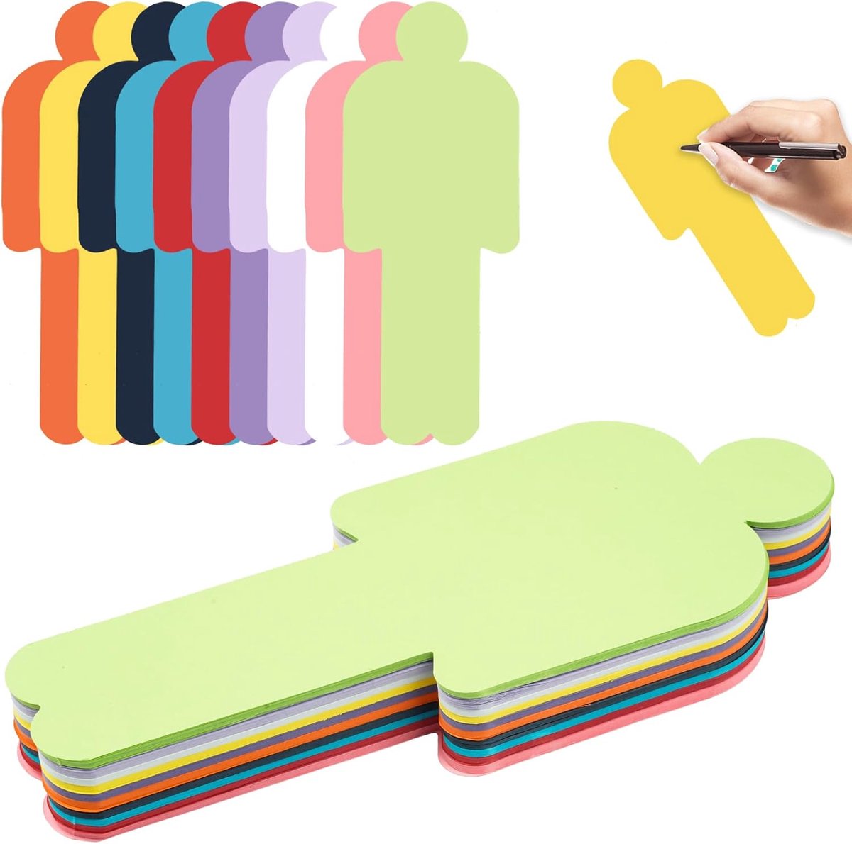 carmdering - Moderatiekaarten Set - Mens Vorm Kaarten - Presentatiekaarten - 10 Levendige Kleuren - Lichtgewicht Draagbaar Ontwerp - Duurzaam Karton - Unieke Menselijke Vorm - Ideaal Voor Educatie En Vergaderingen - 150 Stuks