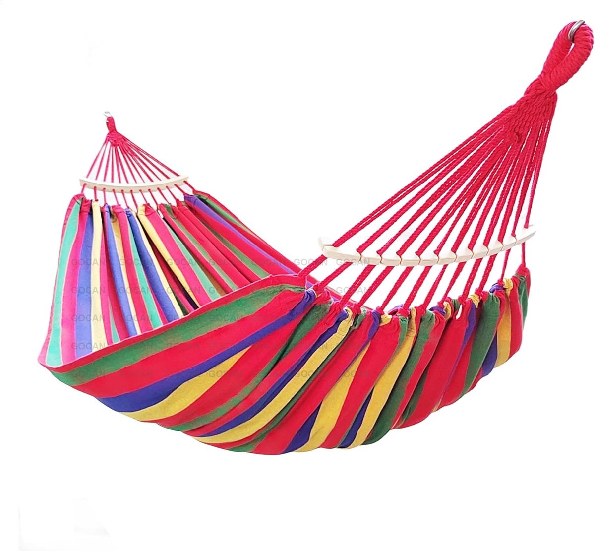 Hangmat voor 2 - Katoenen hangmat - Ontspannen in tuin - Ademend en huidvriendelijk - 330 cm totale lengte - Rood