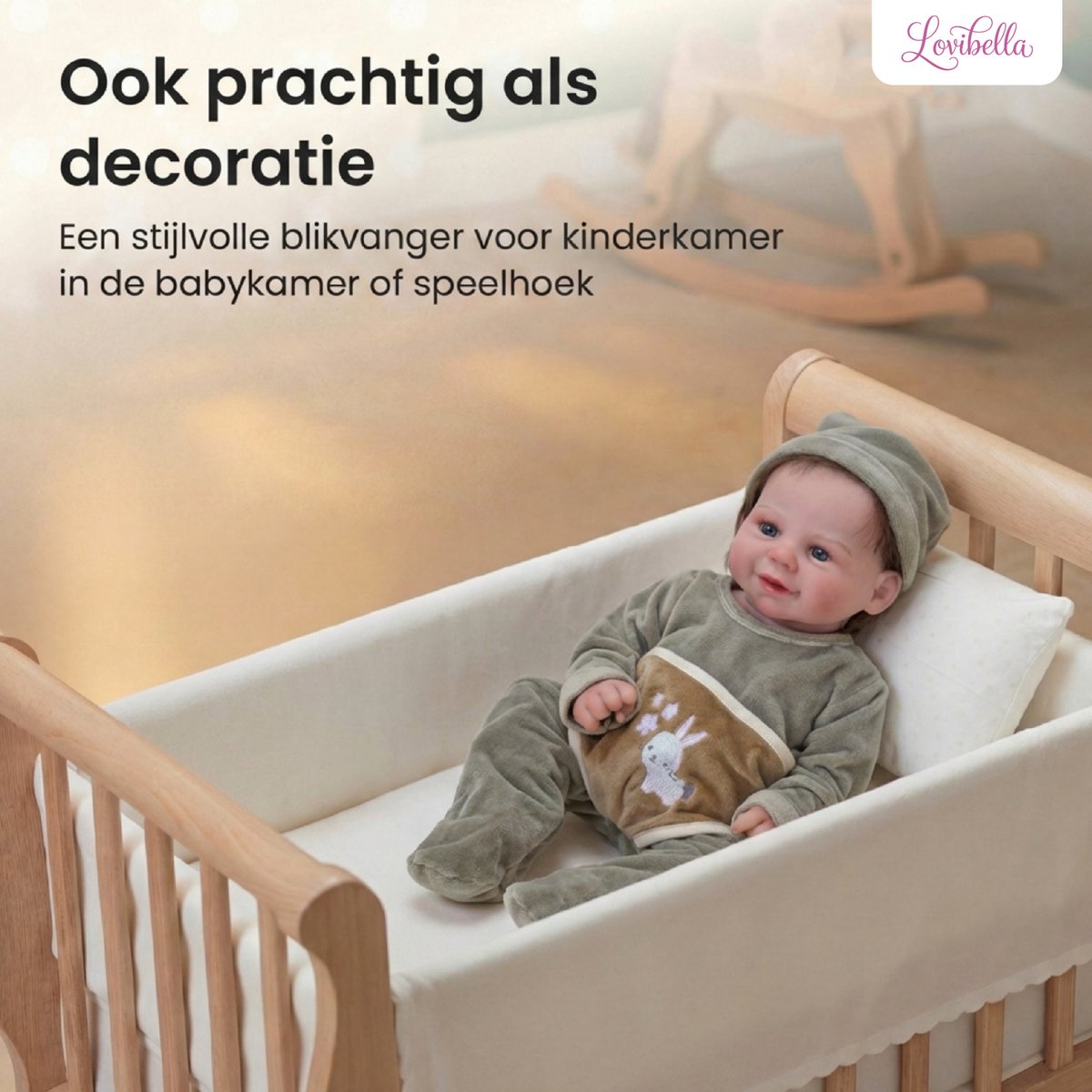 Lovibella® Noah Reborn Baby Pop Meisje - Levensechte Babypoppen - Dementie poppen - 45 cm - Complete Accessoires Set - Realistische Poppen - Zoals Echt - Zacht Vinyl - Doll Speelgoed 3 Jaar — afbeelding 7