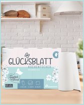 Glücksblatt Keukenpapier 3-Laags 48 Rollen x 45 Vellen - Extra Absorberend en Sterk - 100% FSC Cellulose - Zonder Geur- en Kleurstoffen - Gemaakt in Duitsland - Duurzame Verpakking