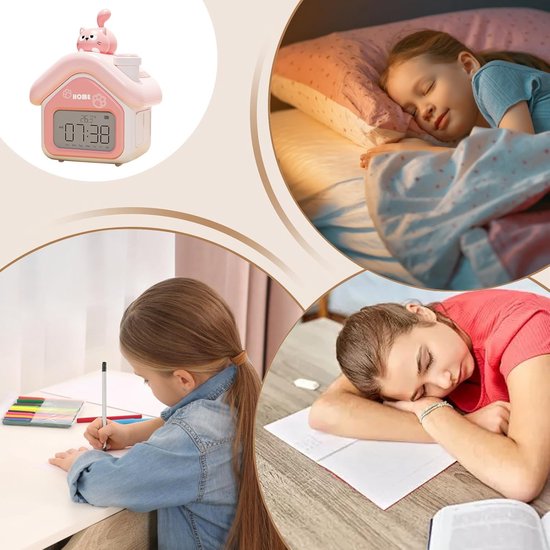 Digitale Wekker - Kind Klok - Gewoonte Training - Slaapvriendelijk Nachtlampje - 12.7 x 9.5 cm - Roze — afbeelding 4