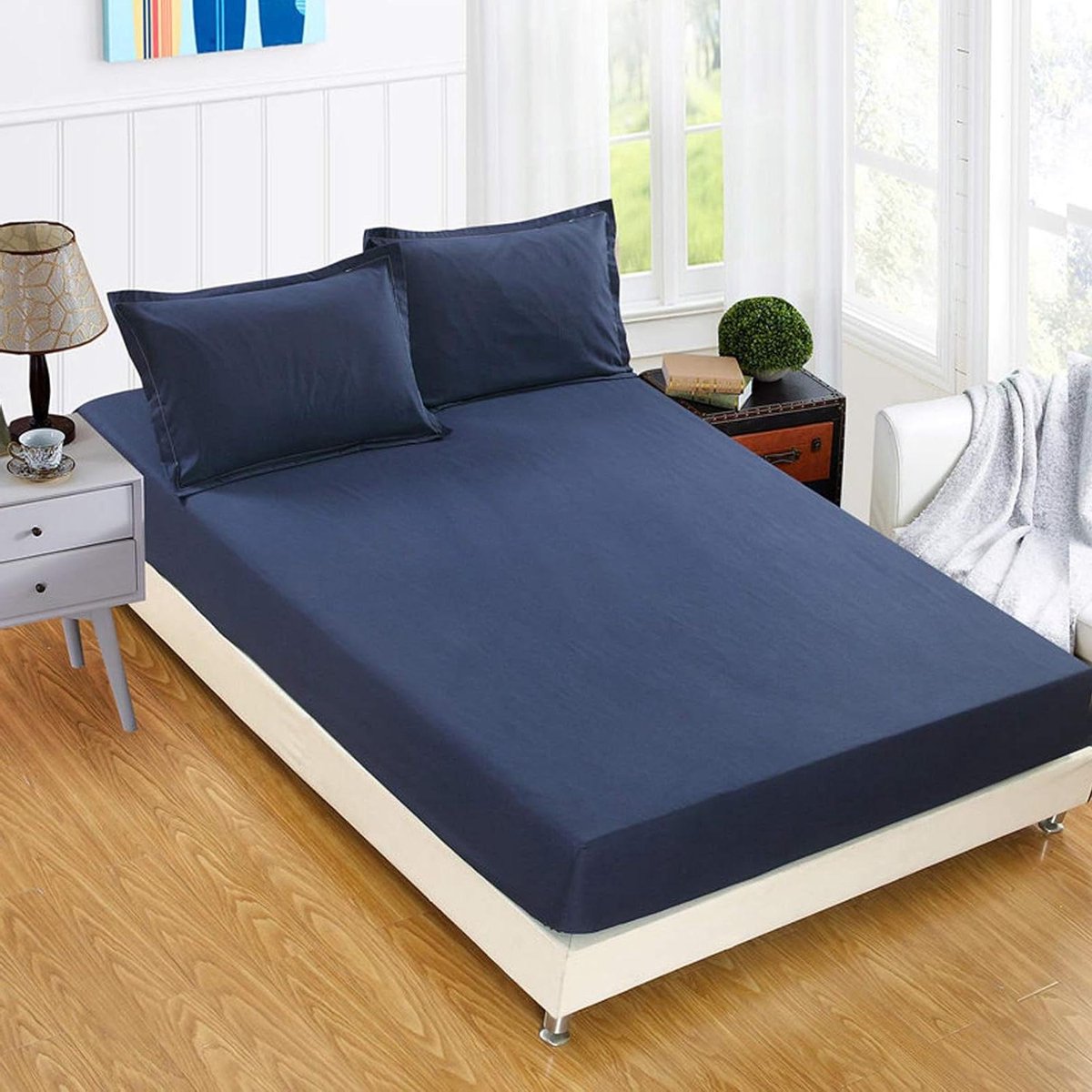 Hoeslaken - Onderlaken - Comfortabel slapen - Extra diepe pasvorm - 120x200cm - Navy