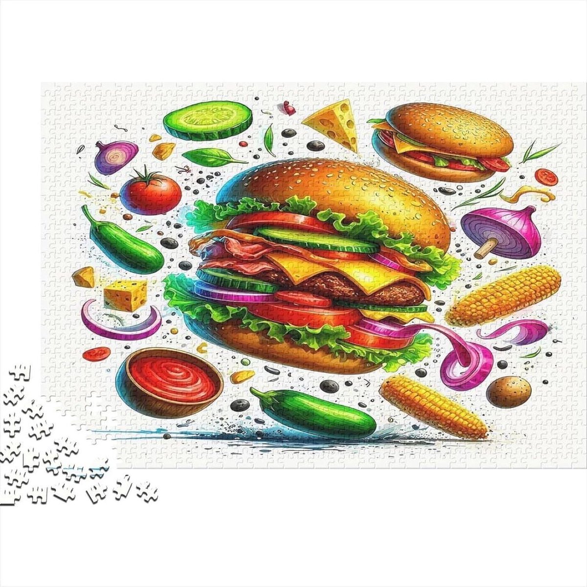 Puzzel 1000 Stukjes - Volwassen Puzzel - Ontspannend Spel - Gerecycled Materiaal - 52 x 38 cm - Hamburger Stijl