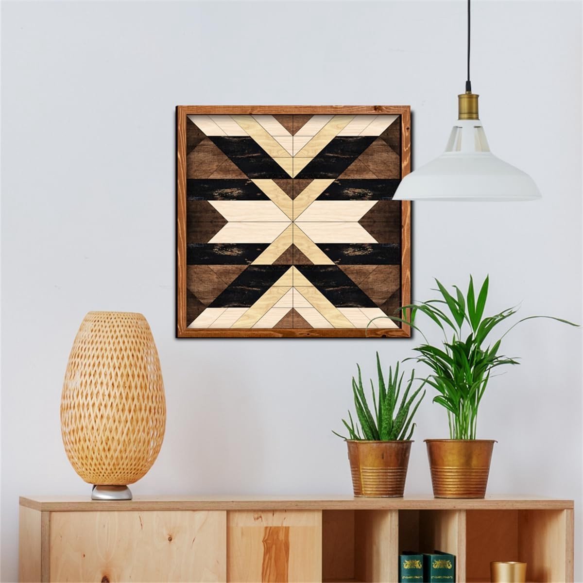 Abstracte Geometrische Houten Wanddecoratie, Scandinavisch Design voor Woonkamer en Kantoor, Unieke Muurkunst en Decoratieve Panelen