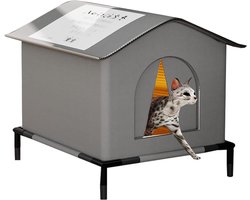 Kattenhuis voor buiten - Dierenverblijf - Bescherming tegen weer - Isolerende voering - 40 cm breed - Grijs
