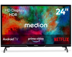 MEDION 59.8 cm 24" HD TV Android TV Smart TV HDR Prime Video PVR Bluetooth, MD824100
