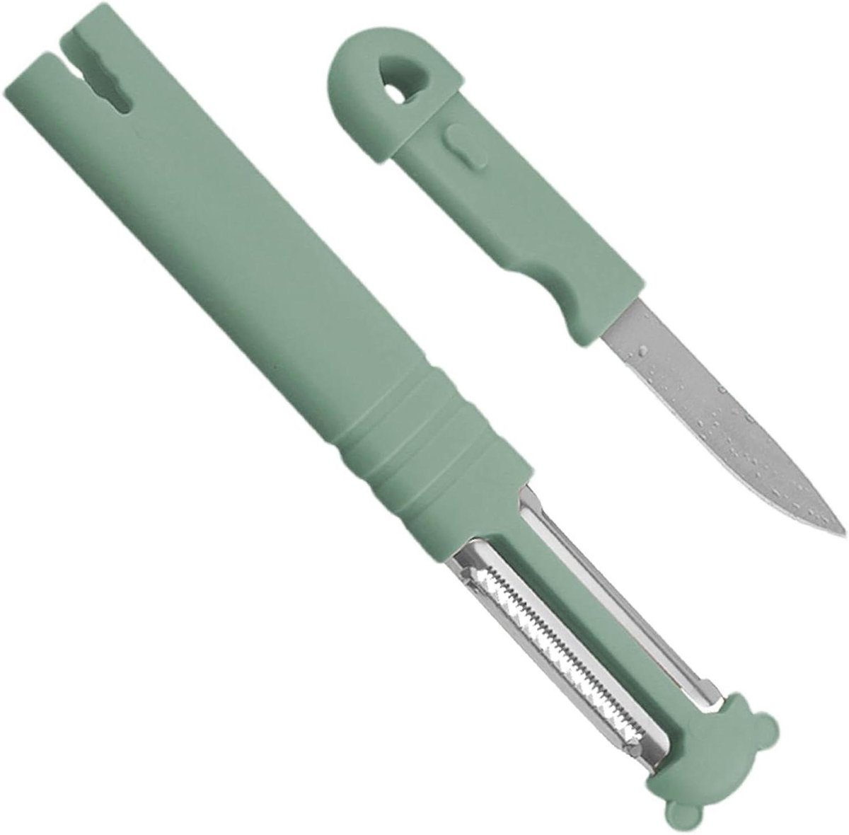 Groente Dunschiller - Keukenmes - Snel Schillen - 3-in-1 Functie - 20 cm - Groen