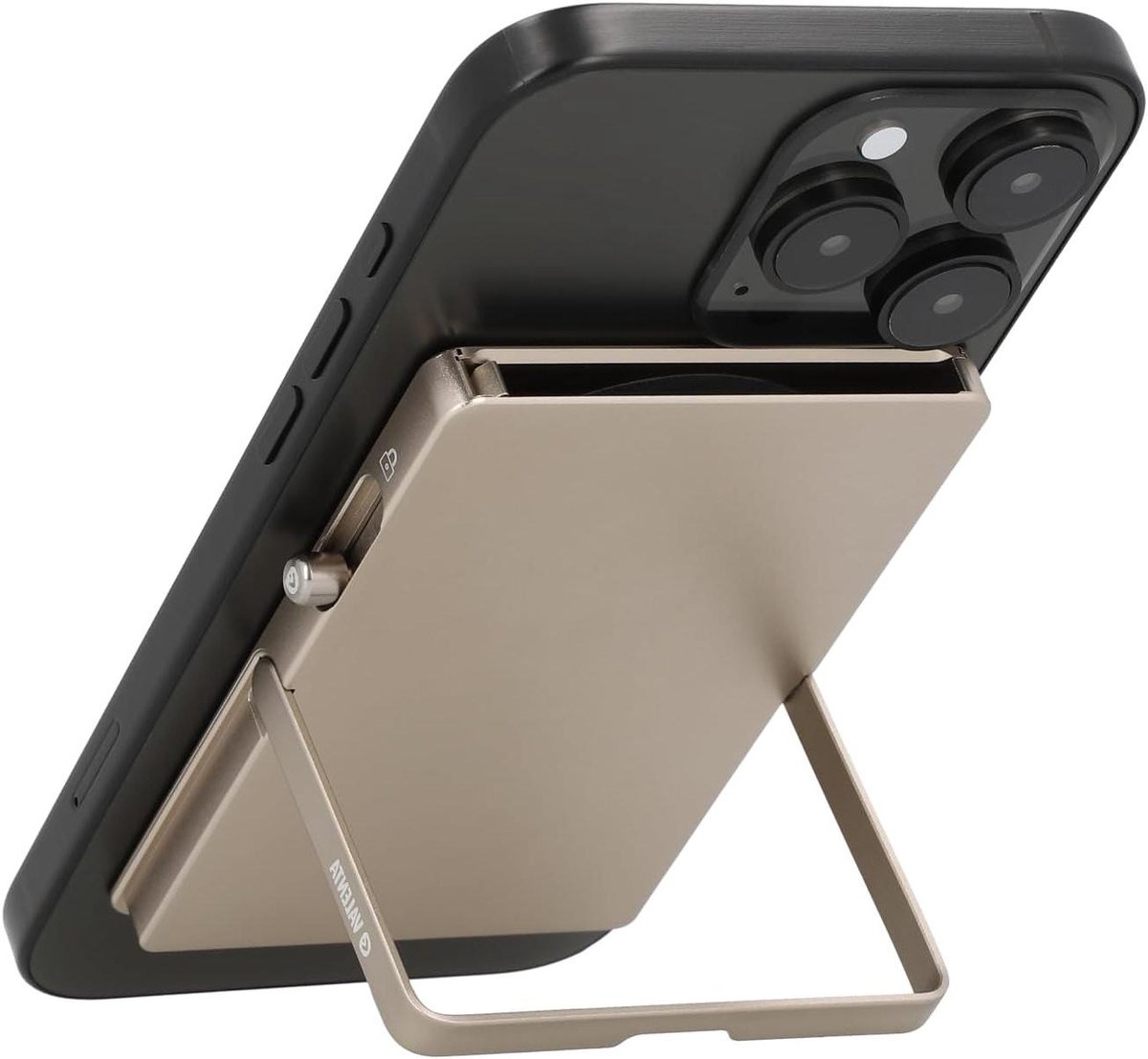 Kaarthouder Aluminium - Creditcard Wallet - Veilig Opbergen - Ingebouwde Videostandaard - 69 Gram - Natuurlijk Titanium