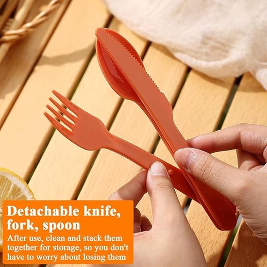 6-delige Camping Mess Kit met Kom, Bord, Beker en Bestek — afbeelding 4