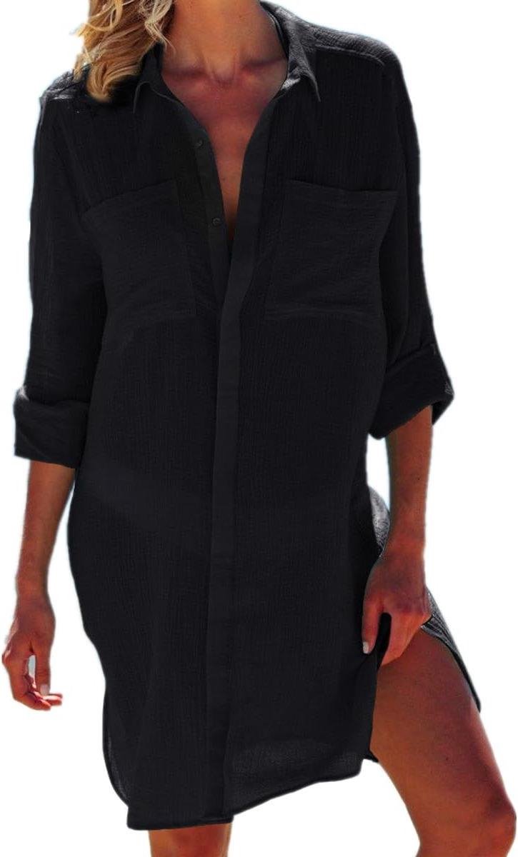 Strandjurk - Pareo Cover-up - Zomerse Ontspanning - Losvallend Katoen - One Size - Wit