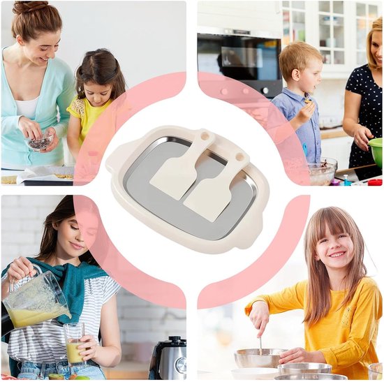 Gerolde ijsmachine - Dessertmaker - Zelf ijs maken - Inclusief 2 schrapers - Ca. 25 cm - Wit — afbeelding 5