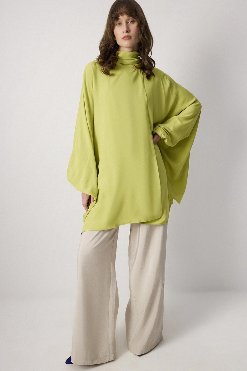 Touché Privé - Soepelvallende viscose kimono - Olijfgroen - Dames