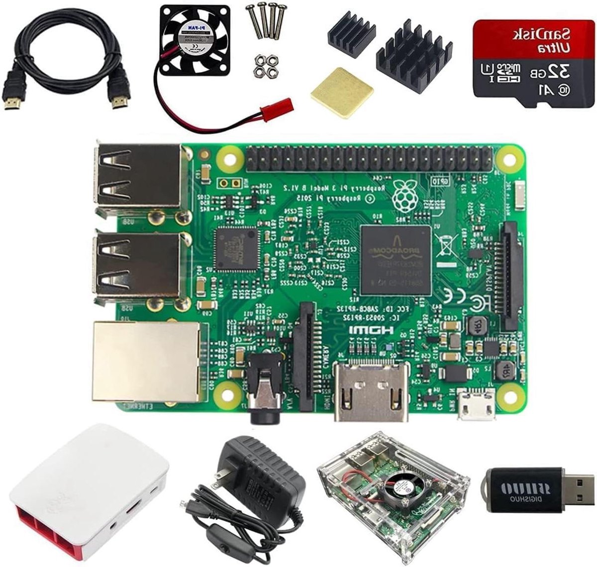 Single Board Computer - Mini PC Kit - Hobby Projecten - Quad Core Processor - 9 Delige Set - Multicolor