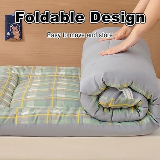 Oprolbare Vloermatras - Futonmatras Campingmat - Comfortabel Slapen - Extra Dik Pluche Ontwerp - 90x190cm - Grijs — afbeelding 3