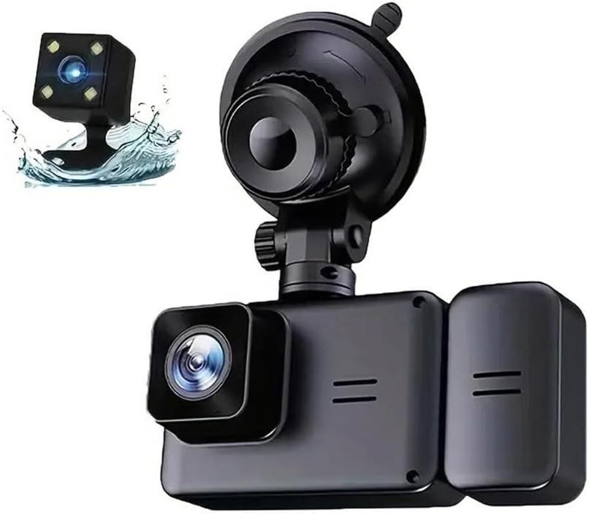 Dashcam Auto - Autocamera DVR - Verkeersveiligheid - Drievoudige lens - 2 inch scherm - Zwart
