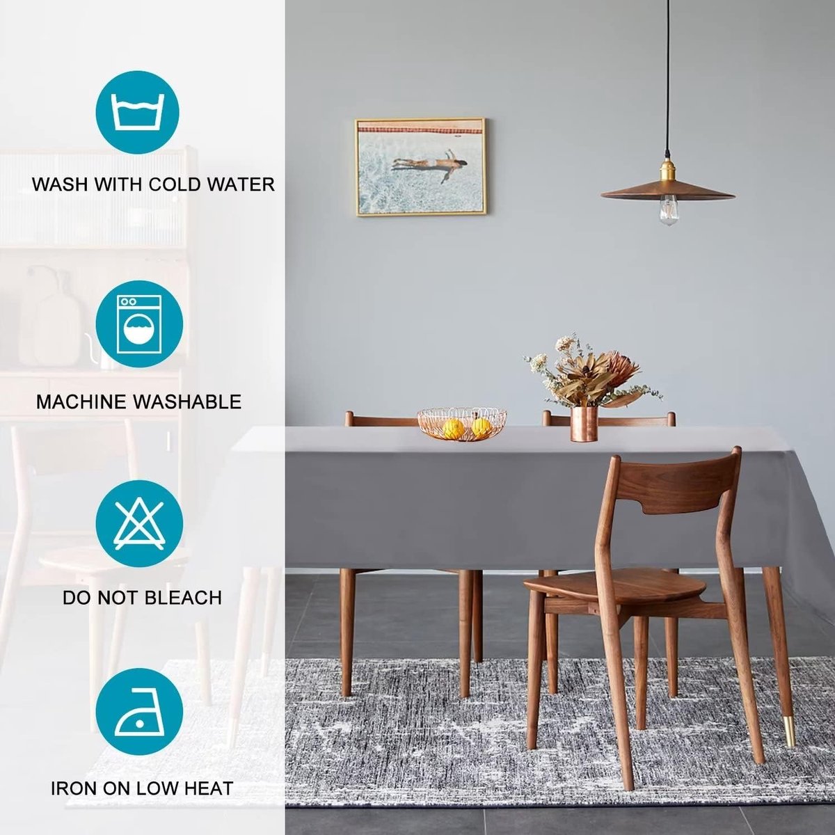 Tafelkleed - Tafelbedekking - Tafel Beschermen - Waterafstotend - 150 x 300 cm - Grijs
