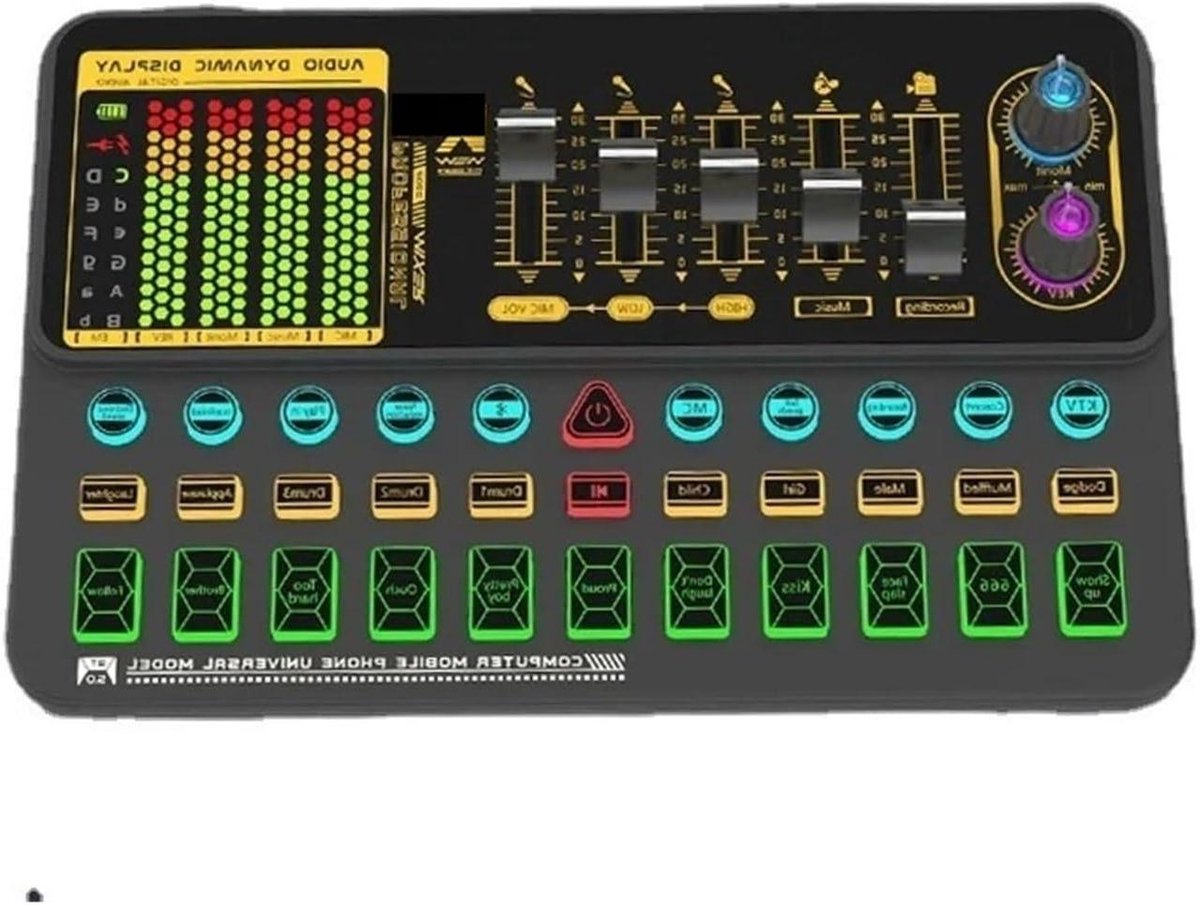 DJ Geluidskaart - Mixer Controller - Live Streaming - Meerdere Geluidseffecten - 20 cm - Zwart