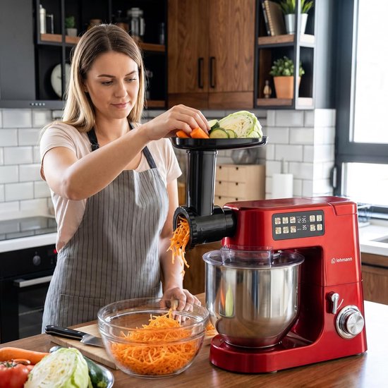 Keukenmachine - Keukenapparaat Mixer - Bakken Deeg Maken - Geïntegreerde Weegschaal - 8 Liter Kom - Rood — afbeelding 4