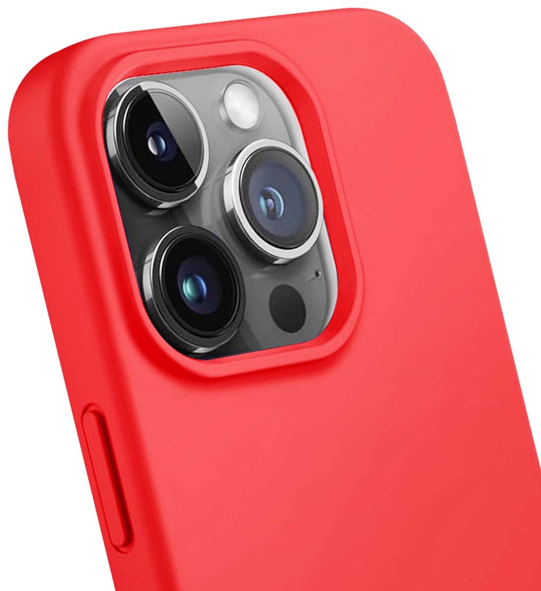 Jaym, Geschikt voor Apple iPhone 14 Premium Siliconen Microvezel Hoesje, Rood