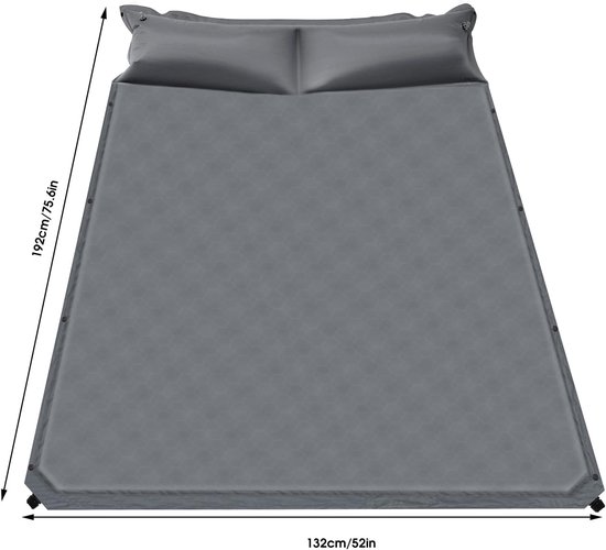 Dubbele Slaapmat - Luchtbed Kamperen - Comfortabel Slapen - Zelfopblazend Systeem - 192 x 132 cm - Grijs — afbeelding 5