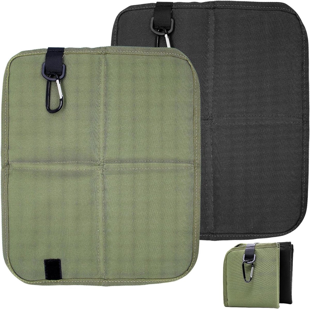 Set van 2 Opvouwbare Waterdichte Zitkussens voor Buiten - Perfect voor Picknicks, Kamperen en Wandelen met Carabiner Haakjes
