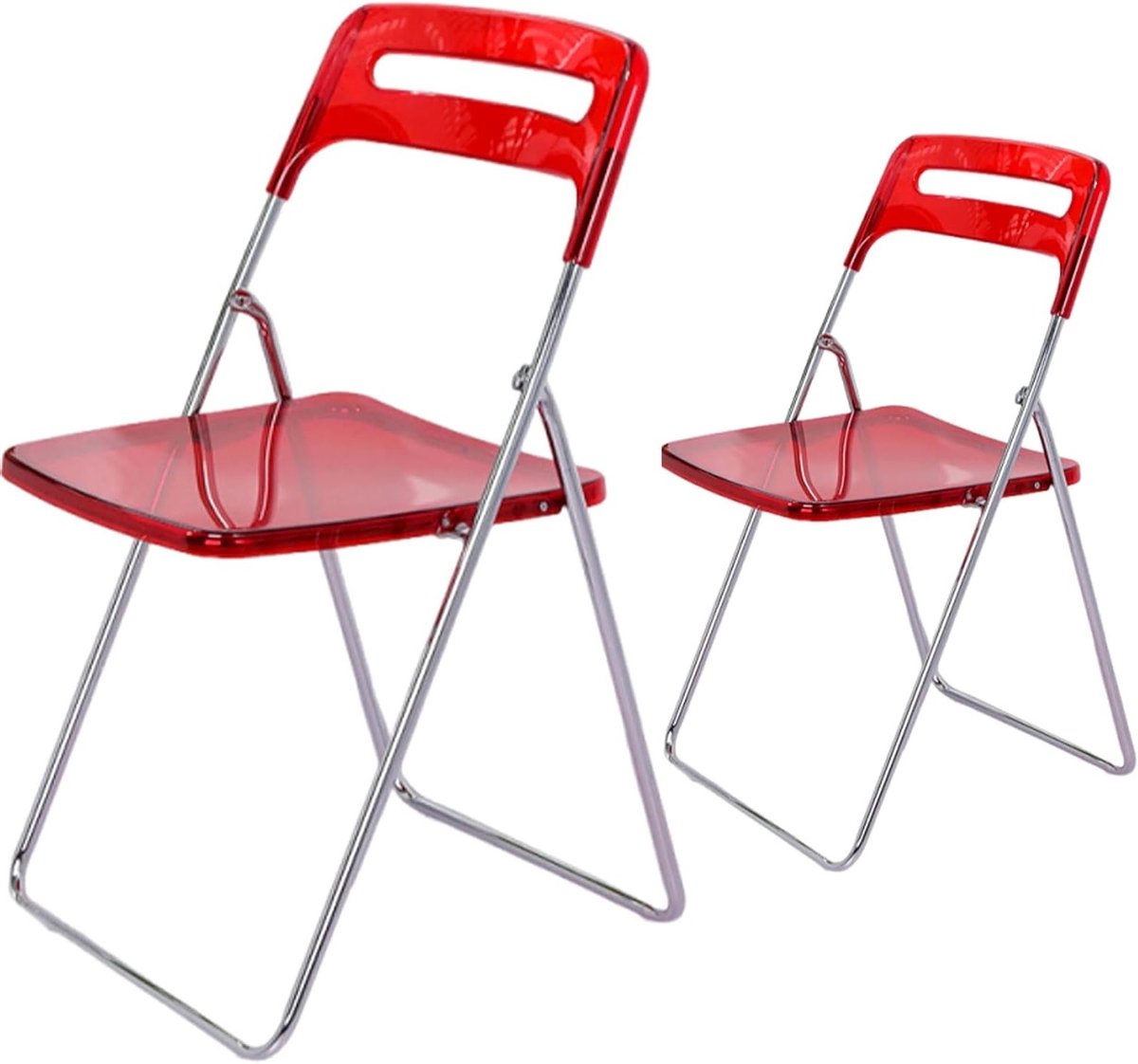 Moderne lichtgewicht klapstoelen met rugleuningen - Set van 2 voor conferenties, training en thuis dineren - Minimalistisch ontwerp en eenvoudige opslag in rode kleur