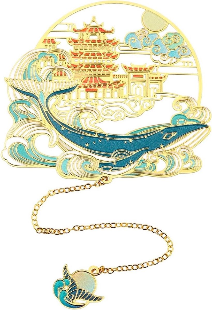 Metalen Walvis Bladwijzer - Boekenlegger Hanger - Boeken Markeren - Hol Ontwerp - 1 cm - Koper