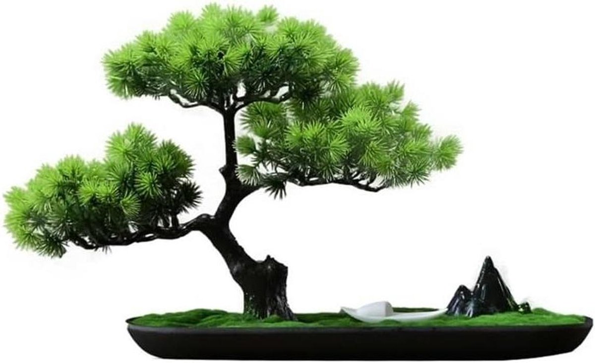 Kunstbonsaiboom - Decoratieve plant - Binnenhuisdecoratie - Natuurlijke takkenstructuur - 10 x 10 x 10 mm - Groen