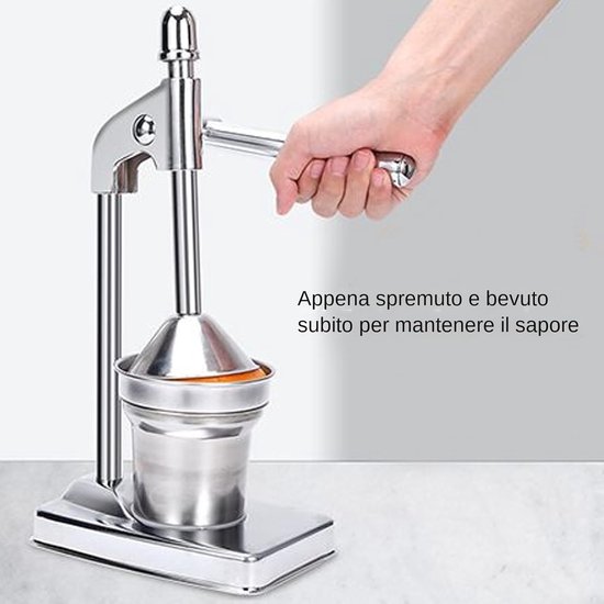 Hand Juicer Citruspers - Fruitpers Keuken Tool - Sap Maken - Efficiënte Sapopbrengst - 20x14x38cm - Zilver — afbeelding 4