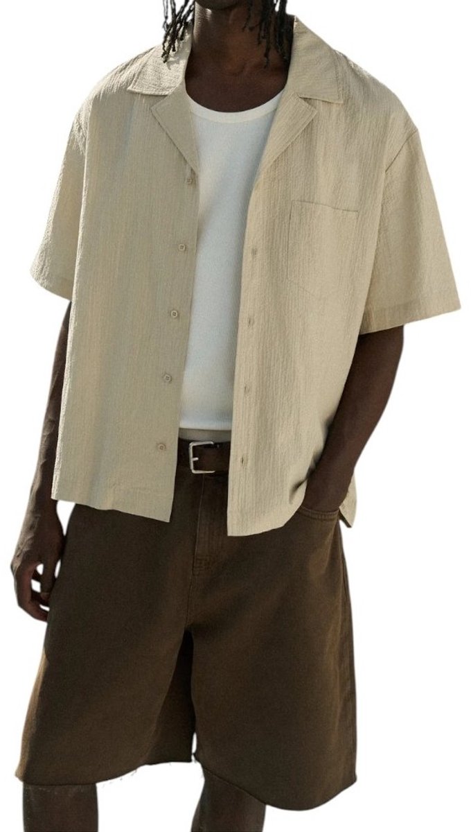 The Couture Club Heren Overshirt Bruin TCCM3066 Textured Revere