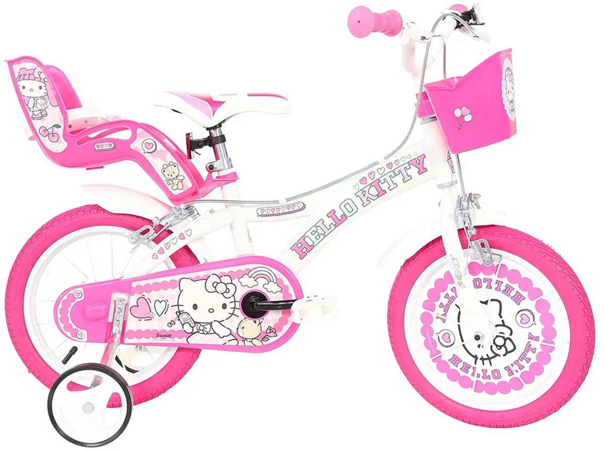 Dino Bikes Hello Kitty Kinderfiets 14 Inch – Met Zijwieltjes – Meisjesfiets – 3 tot 5 Jaar