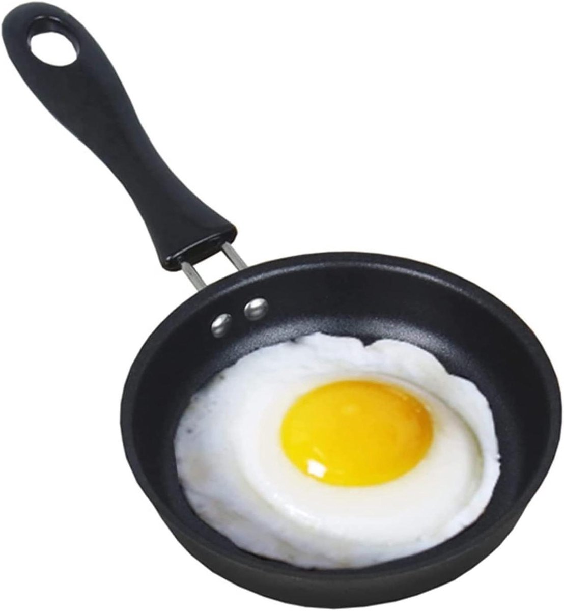 Gevulde pannenkoekenpan - Mini koekenpan - Ontbijt bakken - Geen klinknagel ontwerp - 13 cm diameter - Zwart