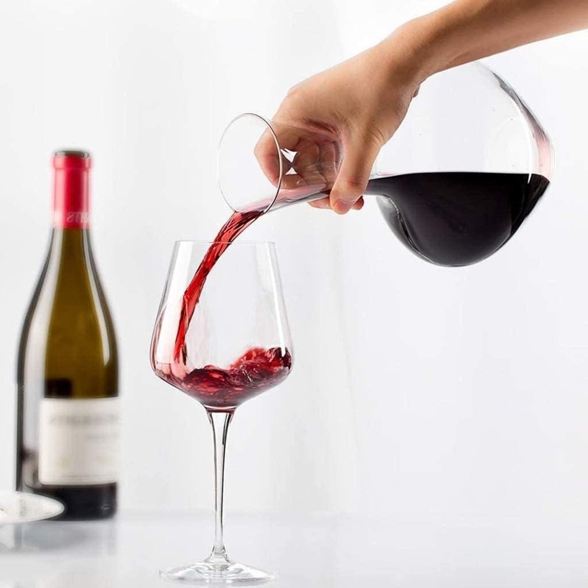 Wijn Karaf - Drank Beluchter - Serveren Drank - Handgeblazen Kristal - 1800ML - Transparant