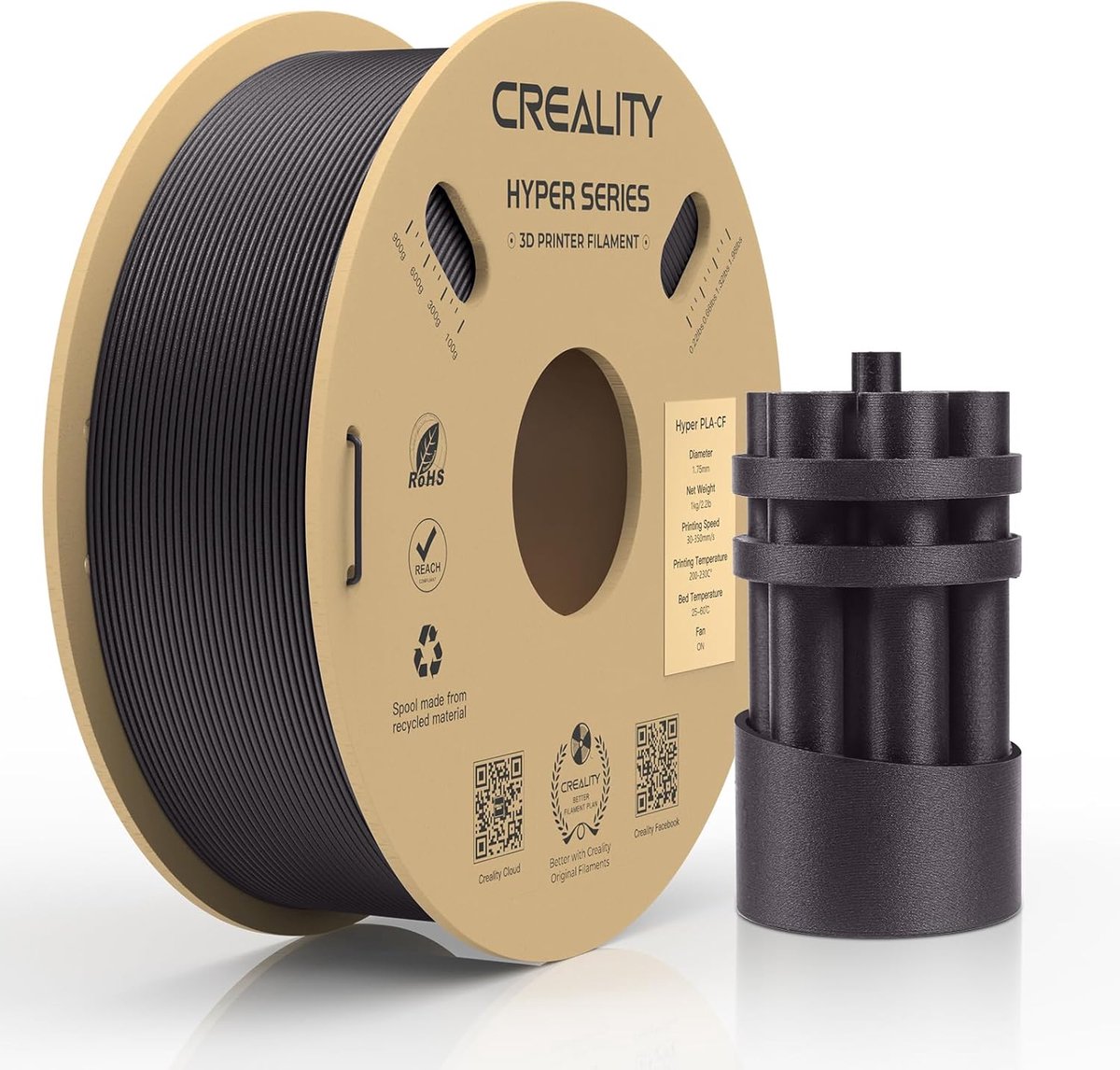 Creality Hyper PLA-CF Filament - Paars - PLA van koolstofvezel met hoge snelheid - filament 3d printer - Matte premium uitstraling - Extreem hoge stijfheid en lichtgewicht - Hoge slijtvastheid - 1,75 mm - 1 kg - 3D Printer Filament