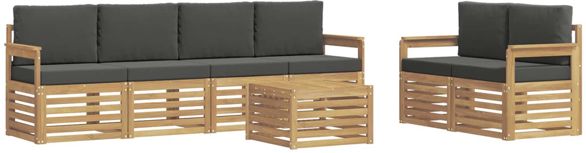 vidaXL Buiten - bank - set - 7 - st - 6-zits - Wit - en - antracietkleurig - Polyester Wit en antracietkleurig