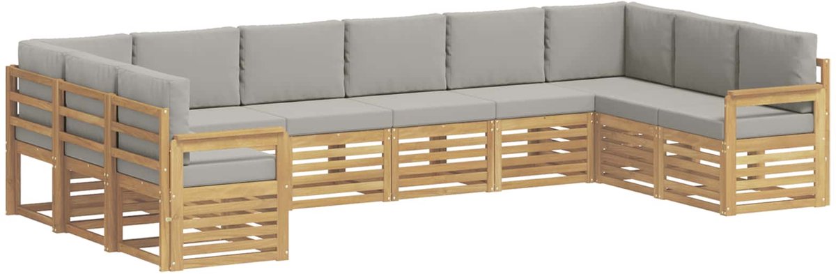 vidaXL Buiten - bank - set - 10 - st - 10-zits - Wit - en - lichtgrijs - Polyester Wit en lichtgrijs