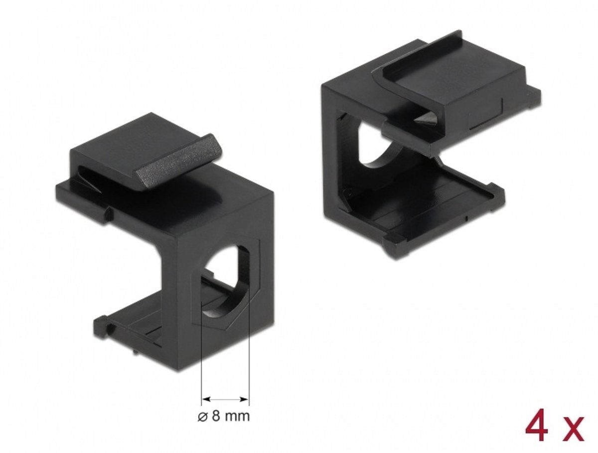 Keystone Cover Black met 8,0 mm gat 4 stuks