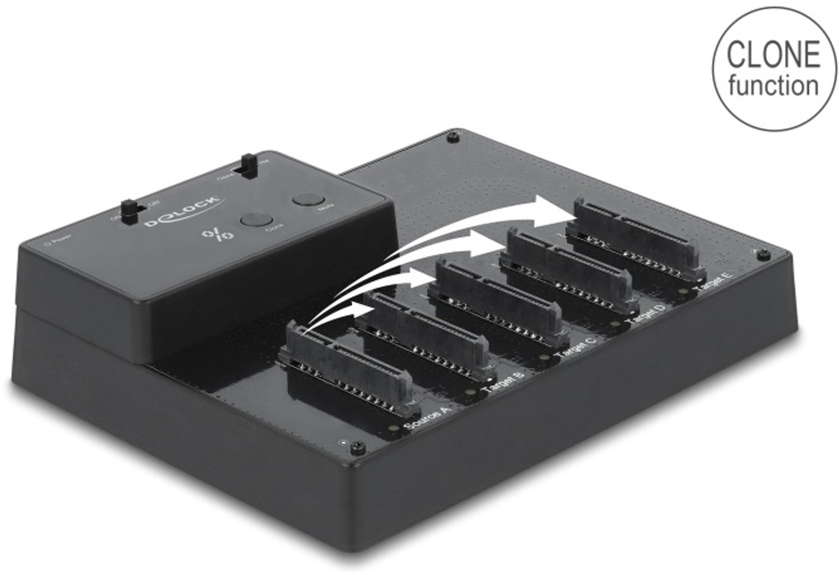 Delock USB 5 Gbps Docking and Clone Station for 5 x 2.5″ SATA HDD / SSD