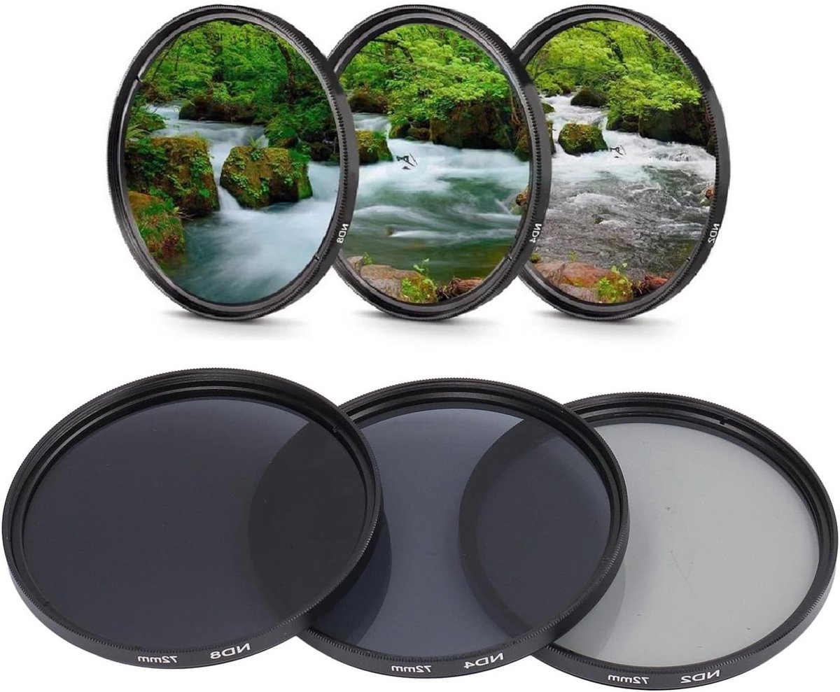 ND Filter Set voor Camera Lens - ND2, ND4, ND8 Filters met Neutrale Dichtheid, HD Coating, Anti-Reflectie en Krasbestendig Glas voor 72mm Lens