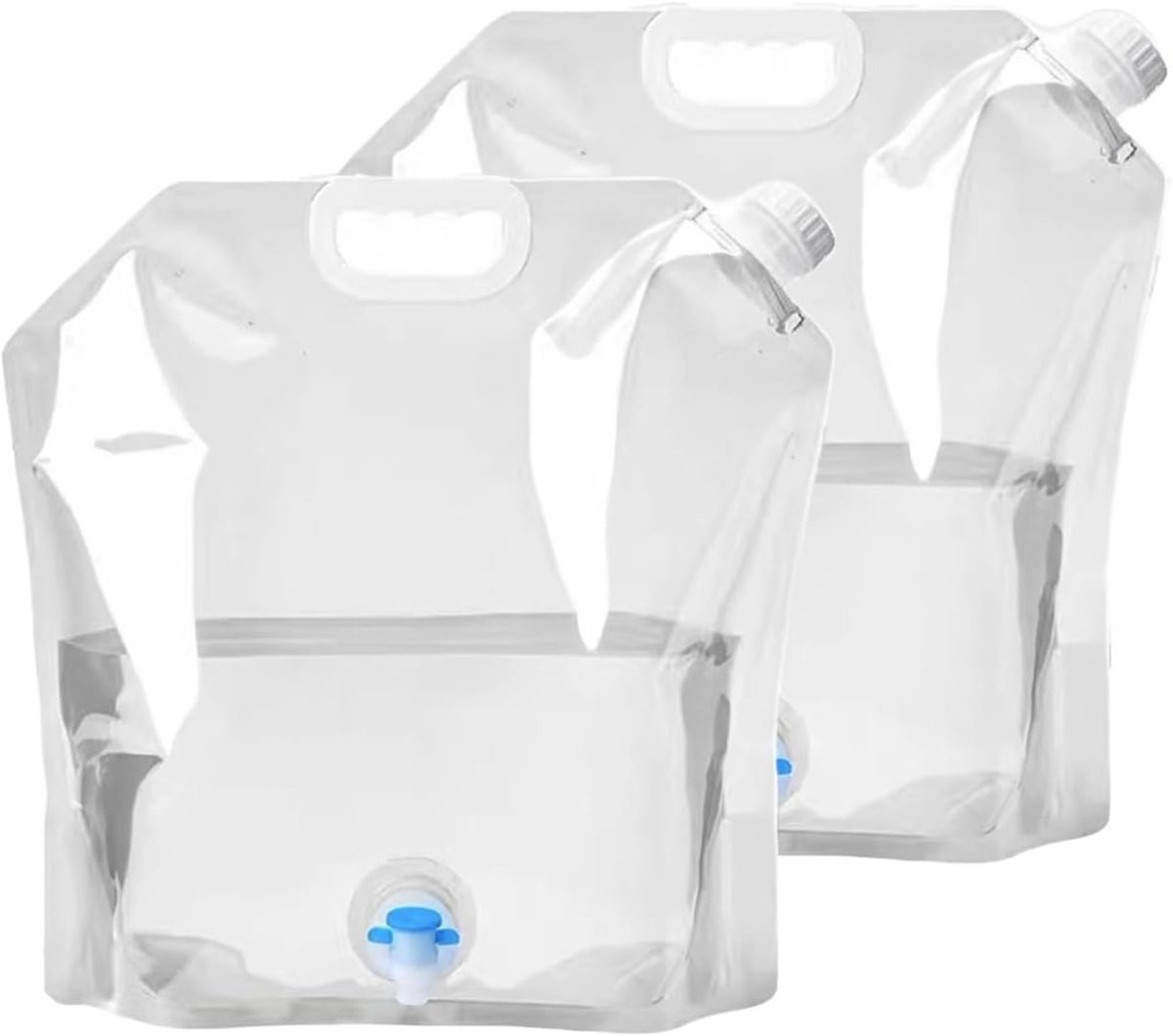 Vouwbare Wateropslagzakken voor Buitenactiviteiten zoals Kamperen en Wandelen - 2 Stuks, Klein en Transparant