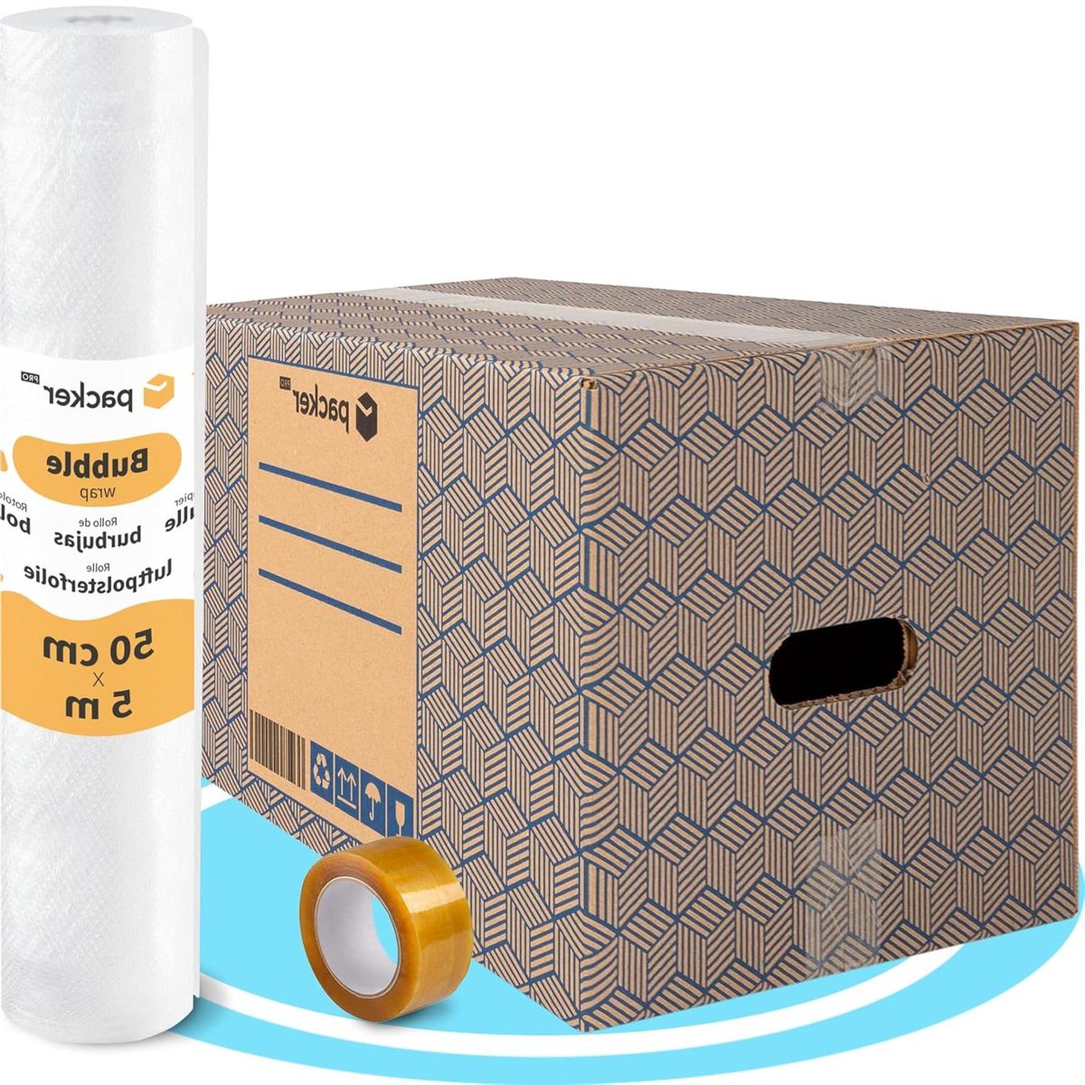 Verhuisdozen met Folie - Opslagdozen Verpakkingsdozen - Verhuizen en Opslaan - Met Handgrepen en Bubbelfolie
