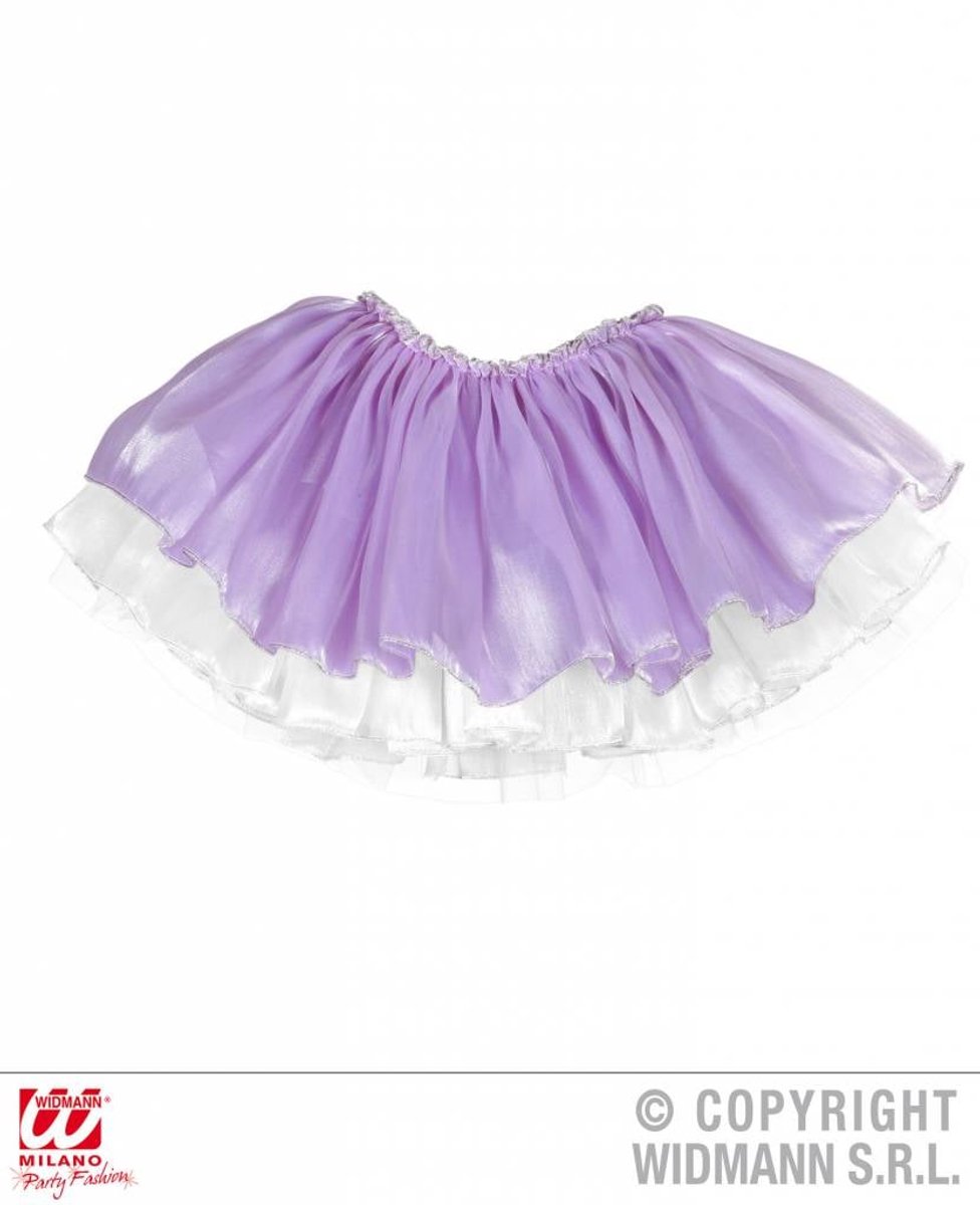 Tutu satijn met tule lila/wit kind 4 lagen
