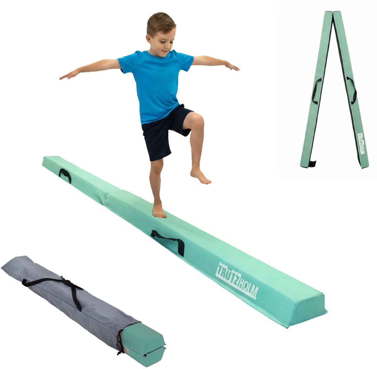 Schwebebalken 240 cm klappbar auf 120 cm Turnbalken inkl. Tragetasche Balancierbalken Mintgrün