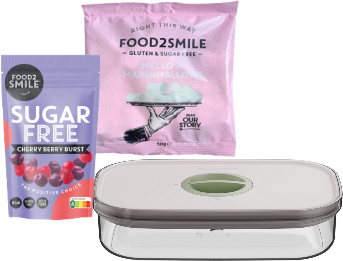 & FRIENDS | Food2Smile + Smart Seal 0.70L Mellow Marshmallows - Cherry Berry Burst - Transparant -
