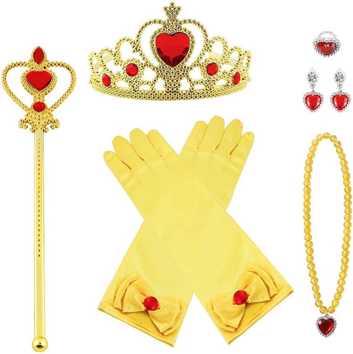 Gigicial IJsprinses Verkleedset – 4-delige Accessoireset met Tiara, Toverstaf, Halsketting en Elsa Handschoenen – Ideaal voor Feestjes en Optredens