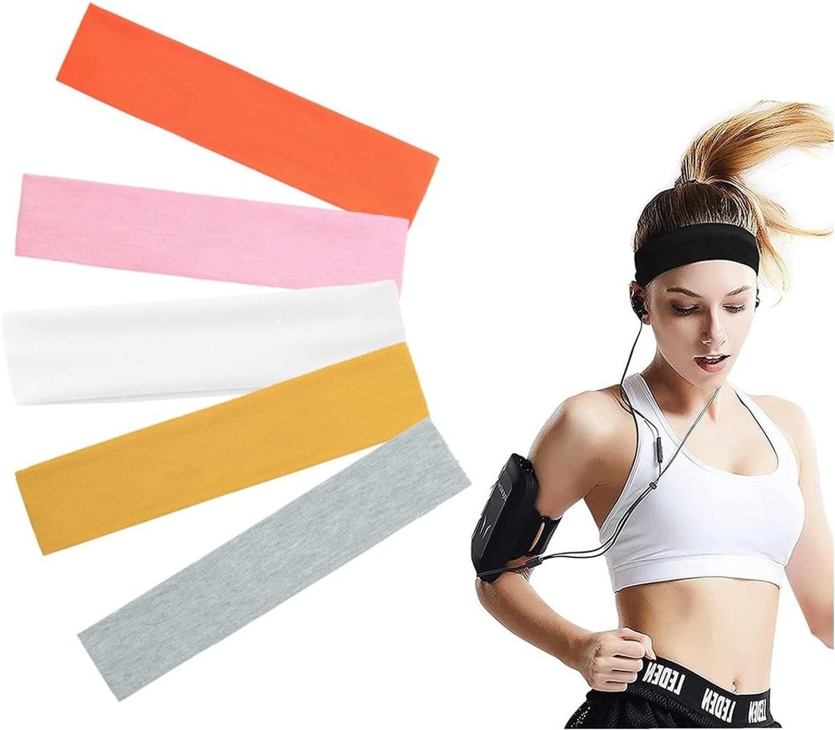 Set van 5 sporthoofdbanden voor vrouwen - Antislip, Elastisch en Breed voor Yoga en Fitness