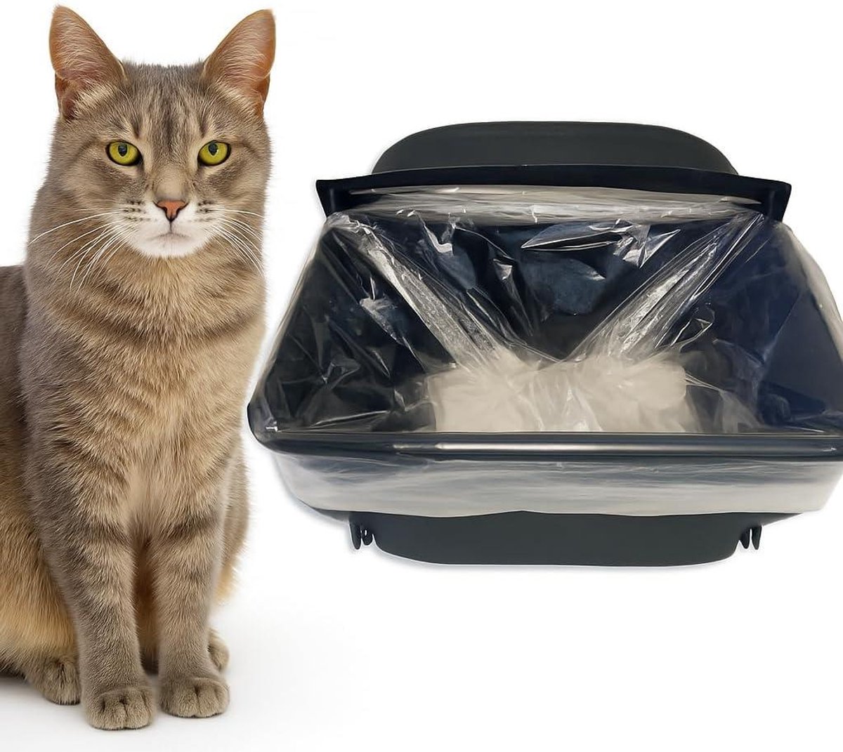 Kattenbak Zakken - Liner Rollen - Kattenbak Onderhoud - Extra Sterk Materiaal - 100 Stuks - Grijs