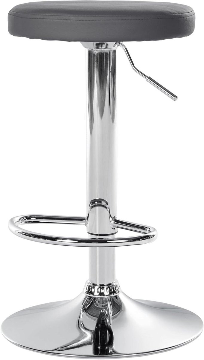 Barkruk Rond - Kruk Verstelbaar - Bar Zitten - Voetsteun Inbegrepen - 60-81 cm Hoogte - Grijs