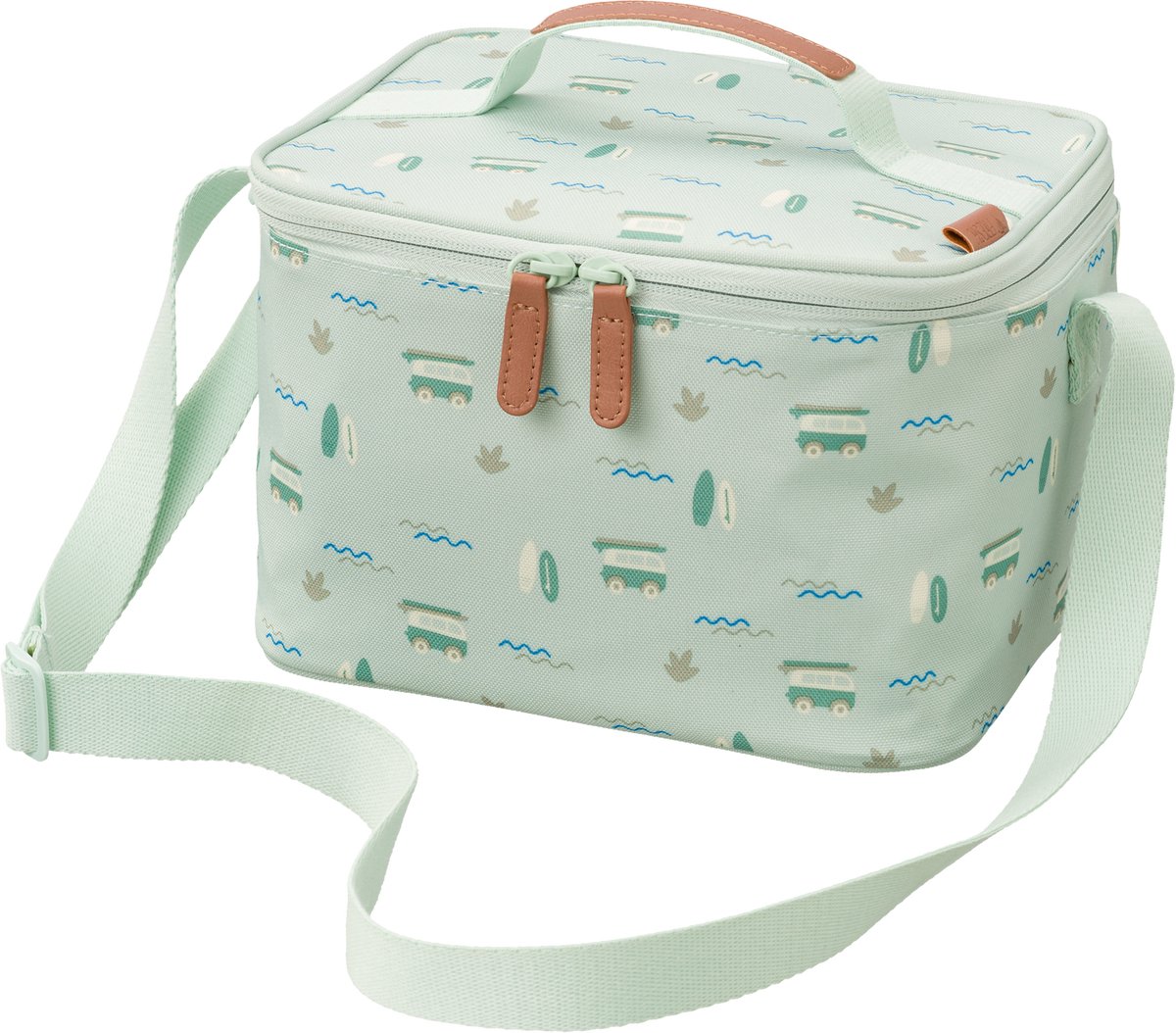 Fresk Grote Koeltas Kind 6.2 L – Lunchtas Jongens – Thermische Lunch Koeltas - Met Bestekvak - Waterafstotende Lunchtas - Groen - Surf Boy